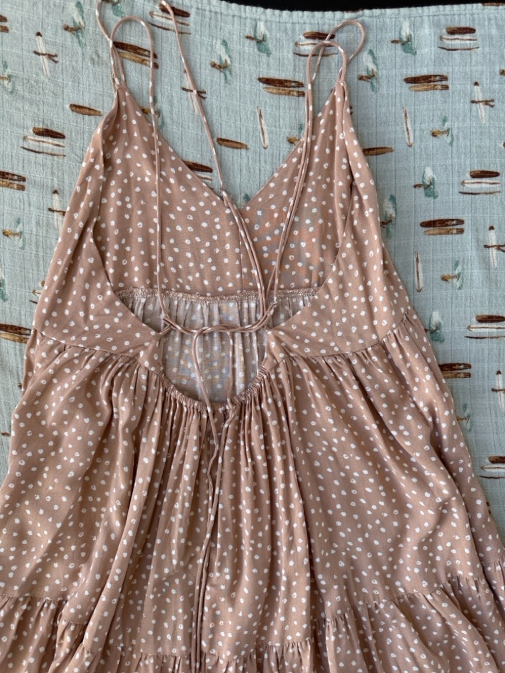 Millibon Dusty Rose Polka Dot Tiered Midi Dress EUC - Picture 3 of 5